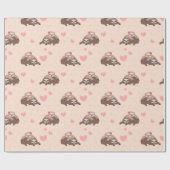 Cute Sloth Couple Love Patroon Cadeaupapier (Vlak)