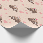 Cute Sloth Couple Love Patroon Cadeaupapier (Hoek)