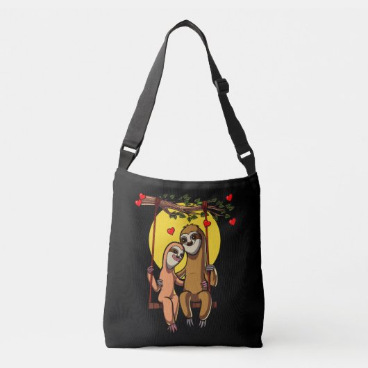 Cute Sloth Couple Valentijnsdag Animal Crossbody Tas (Voorkant)