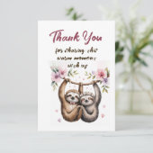 Cute Sloth Couple Wedding Thank You Bedankkaart (Staand voorkant)