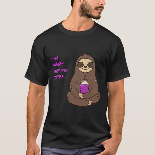 Cute Sloth Drink Coffee T-shirt (Voorkant)