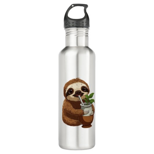 Cute Sloth Drinking Yerba Mate � Adorable Kawaii A Waterfles (Voorkant)