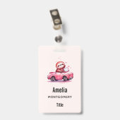 Cute Sloth Driving a Pink Convertible Badge (Achterkant met clip)