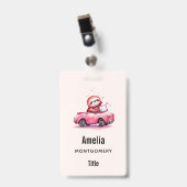 Cute Sloth Driving a Pink Convertible Badge (Voorzijde met clip)