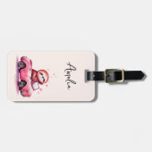 Cute Sloth Driving a Pink Convertible Bagagelabel (Voorkant horizontaal)