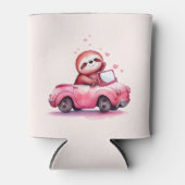 Cute Sloth Driving a Pink Convertible Blikjeskoeler (Voorkant)