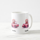 Cute Sloth Driving a Pink Convertible Koffiemok (Voorkant rechts)