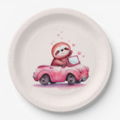 Cute Sloth Driving a Pink Convertible Papieren Bordje (Voorkant)