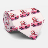 Cute Sloth Driving a Pink Convertible Pattern Stropdas (Opgerold)