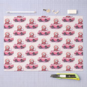 Cute Sloth Driving a Pink Convertible Pattern Tissuepapier (Craft)