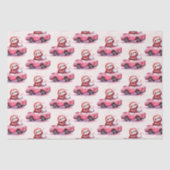 Cute Sloth Driving a Pink Convertible Pattern Tissuepapier (Voorkant)