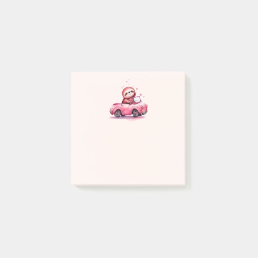 Cute Sloth Driving a Pink Convertible Post-it® Notes (Voorkant)