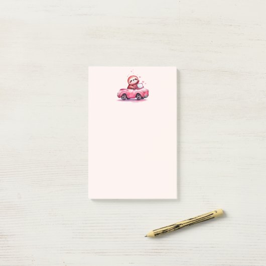 Cute Sloth Driving a Pink Convertible Post-it® Notes (Op bureau)