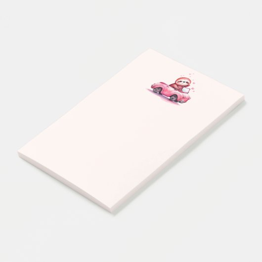Cute Sloth Driving a Pink Convertible Post-it® Notes (Schuin)