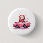 Cute Sloth Driving a Pink Convertible Ronde Button 3,2 Cm (Voorkant)