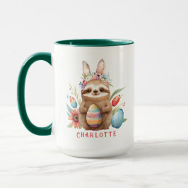 Cute Sloth Easter Bunny Rabbit Eggs Name Mok