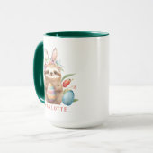 Cute Sloth Easter Bunny Rabbit Eggs Name Mok (Voorkant links)