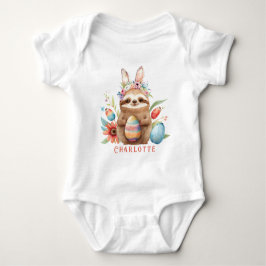 Cute Sloth Easter Bunny Rabbit Eggs Name Romper