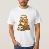 Cute Sloth Eating Banana on Lazy Sloth Funny Carto T-shirt (Voorkant)