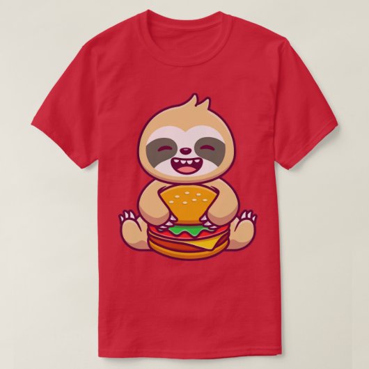 Cute Sloth Eating Burger T-shirt (Design voorkant)