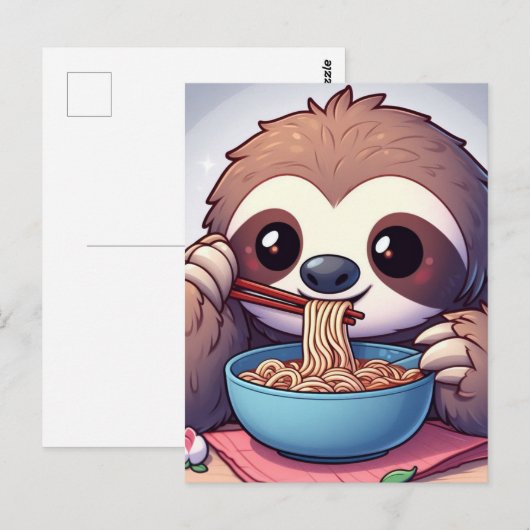 Cute Sloth Eating Ramen Briefkaart (Voorkant / Achterkant)