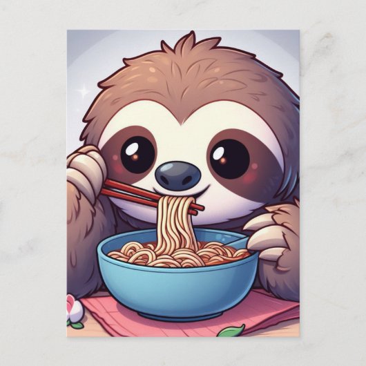 Cute Sloth Eating Ramen Briefkaart (Voorkant)