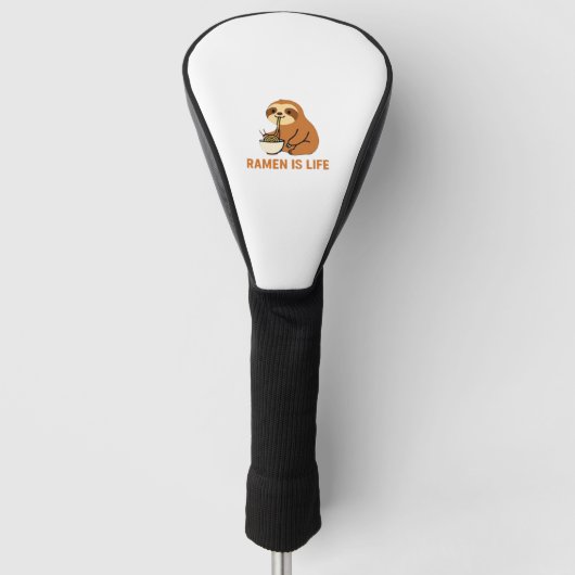 Cute Sloth Eating Ramen � Funny Noodle Lover Desig Golfheadcover (Voorkant)