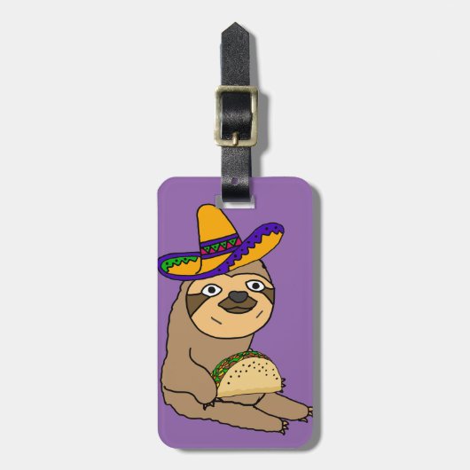 Cute Sloth Eating Taco Originele Kunst Bagagelabel (Voorkant verticaal)