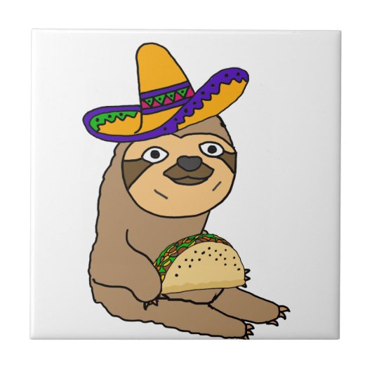 Cute Sloth Eating Taco Originele Kunst Tegeltje (Voorkant)