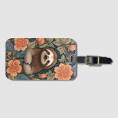 Cute Sloth Elegant Floral William Morris Inspired Bagagelabel (Voorkant (horizontaal))