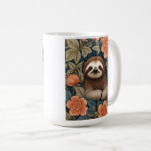 Cute Sloth Elegant Floral William Morris Inspired Koffiemok (Voorkant rechts)