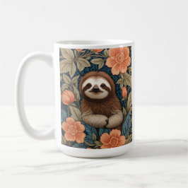 Cute Sloth Elegant Floral William Morris Inspired Koffiemok