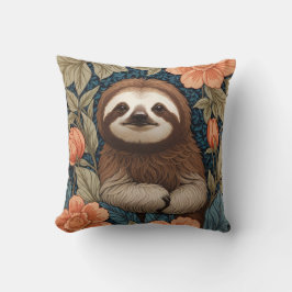 Cute Sloth Elegant Floral William Morris Inspired Kussen
