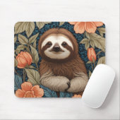 Cute Sloth Elegant Floral William Morris Inspired Muismat (Met muis)