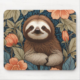 Cute Sloth Elegant Floral William Morris Inspired Muismat
