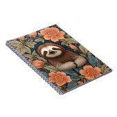 Cute Sloth Elegant Floral William Morris Inspired Notitieboek (Rechterzijde)