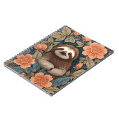Cute Sloth Elegant Floral William Morris Inspired Notitieboek (Linkerzijde)