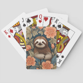 Cute Sloth Elegant Floral William Morris Inspired Pokerkaarten