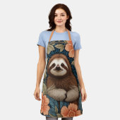 Cute Sloth Elegant Floral William Morris Inspired Schort (Gedragen)