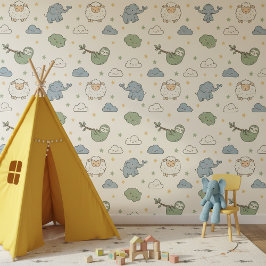 Cute Sloth Elephant Sheep Pattern ID1233 Behang