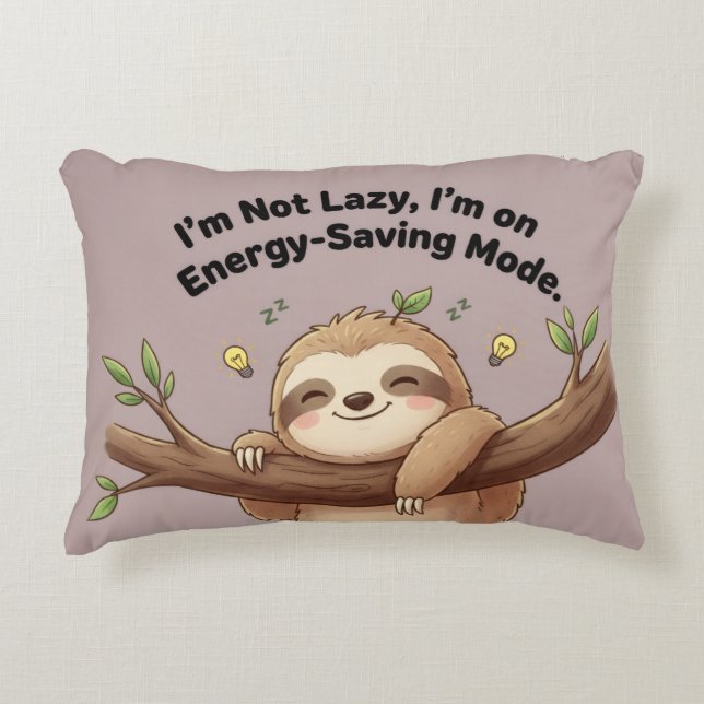 Cute Sloth "Energy-Saving Mode" Accent Kussen (Voorkant)