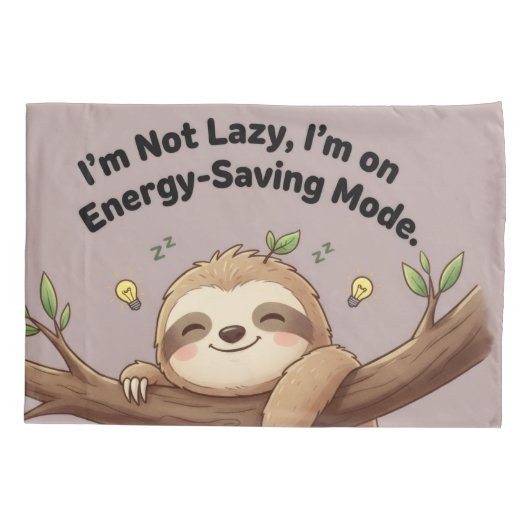 Cute Sloth "Energy-Saving Mode" Kussensloop (Achterkant)