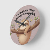 Cute Sloth "Energy-Saving Mode" Ronde Klok (Hoek)