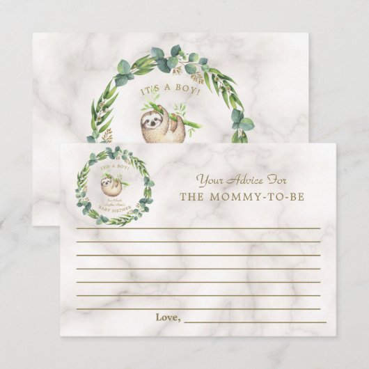 Cute Sloth Eucalyptus Baby shower Parents Advieskaart (Voorkant / Achterkant)