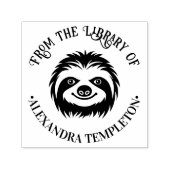 Cute Sloth Face Library Book Name Zelfinktende Stempel (Design)