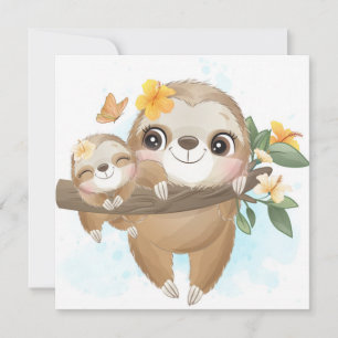 Cute Sloth Feestdagenkaart