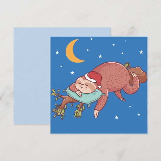 Cute Sloth Feestdagenkaart (Voorkant / Achterkant)