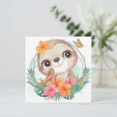 Cute Sloth Feestdagenkaart (Staand voorkant)