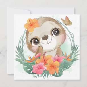 Cute Sloth Feestdagenkaart