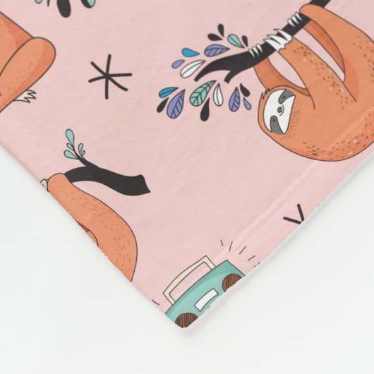 Cute Sloth Fleece Deken (Hoek)